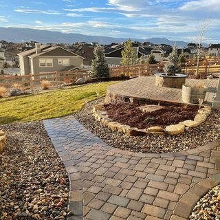 Colorado Springs Landscaper - Paver Patio Walkway Fire Pit