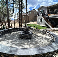 Colorado Springs Landscaper - Private Paver Patio Stone Wall with Firepit