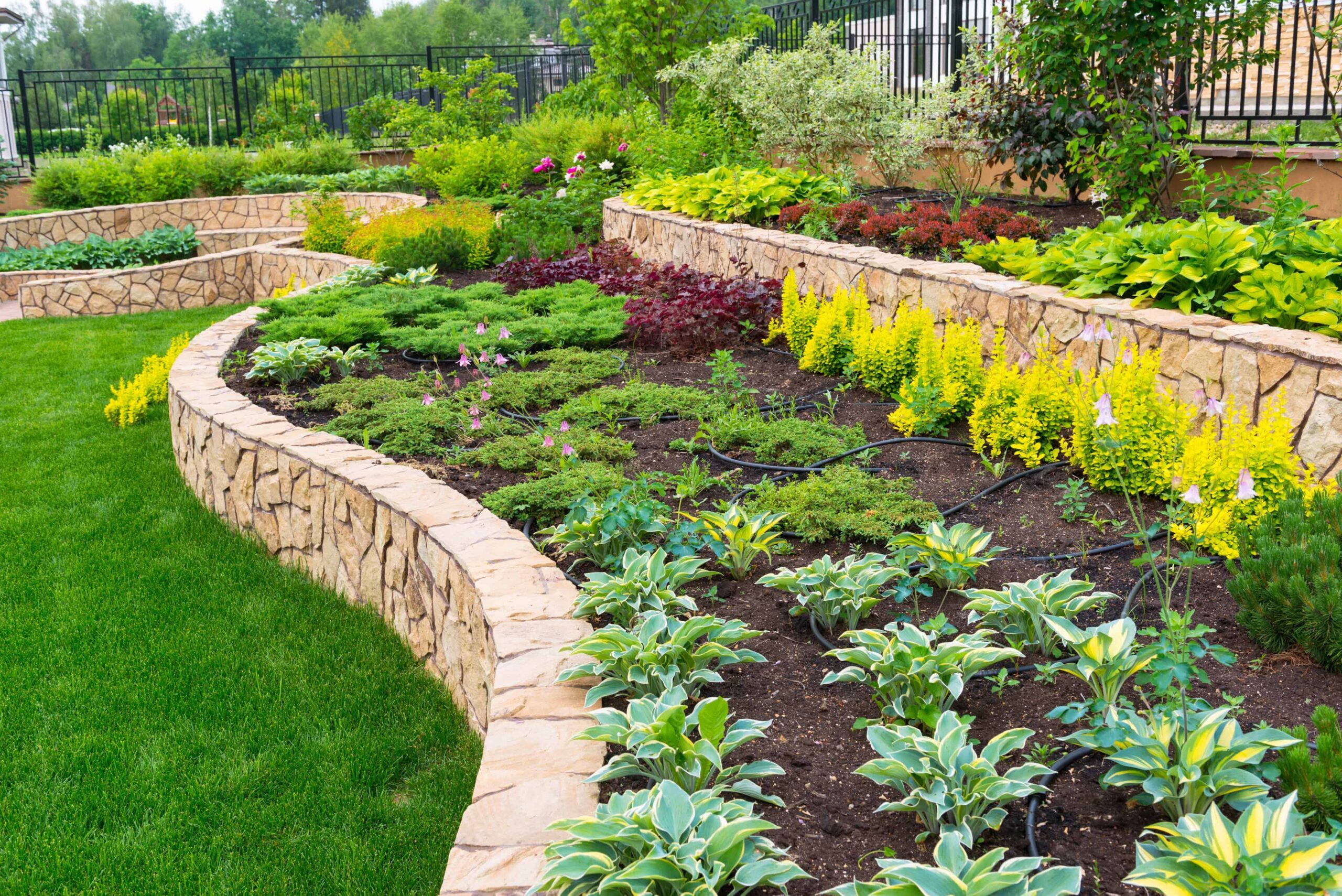 Stock - Garden with stone wall